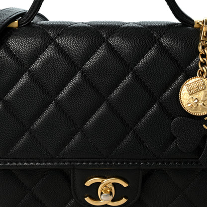 Chanel Caviar Quilted School Memory Small Top Handle Flap Black 7 of 9