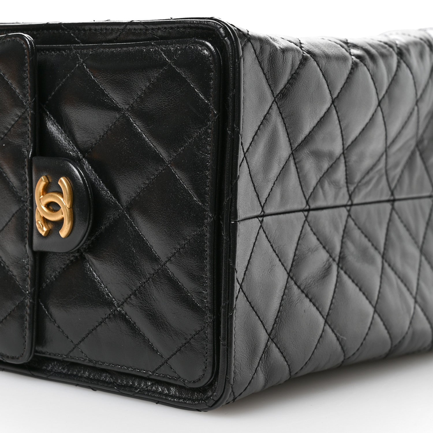 Chanel Shiny Crumpled Calfskin Quilted Medium Chanel 25 Handbag  Black 9 of 11