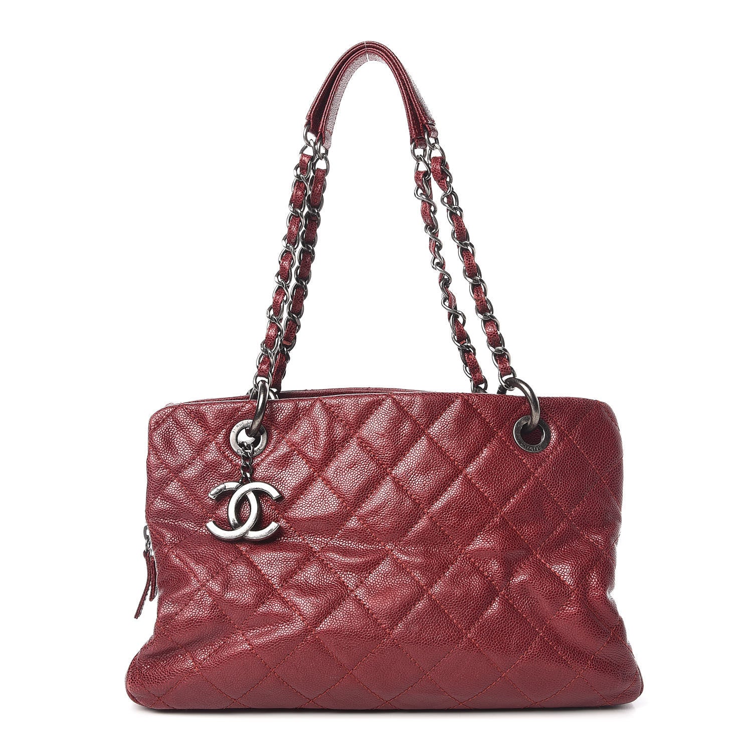 Chanel Iridescent Caviar Quilted Small Chic Tote Dark Red 1 of 14