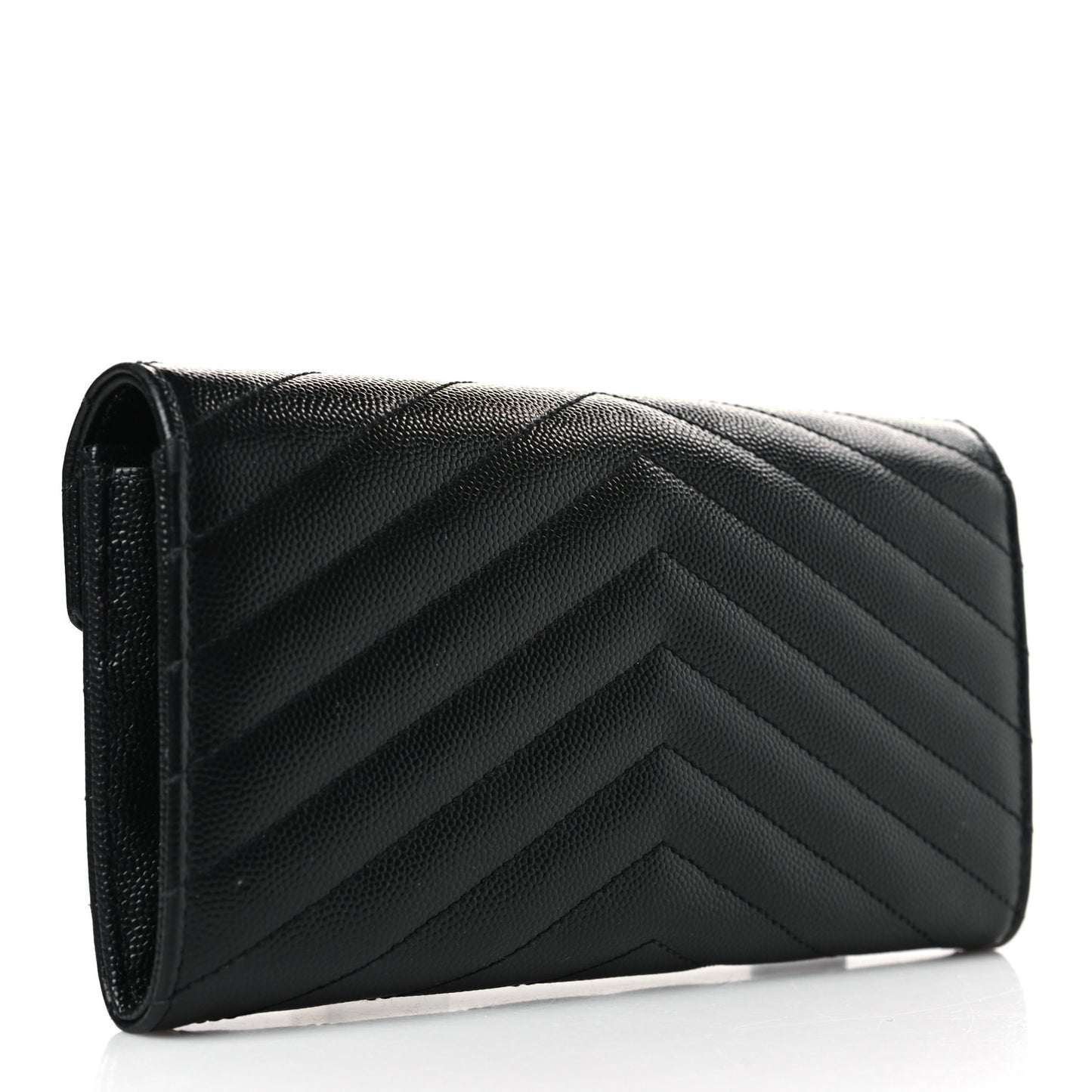 Grain De Poudre Matelasse Chevron Monogram Flap Wallet Black