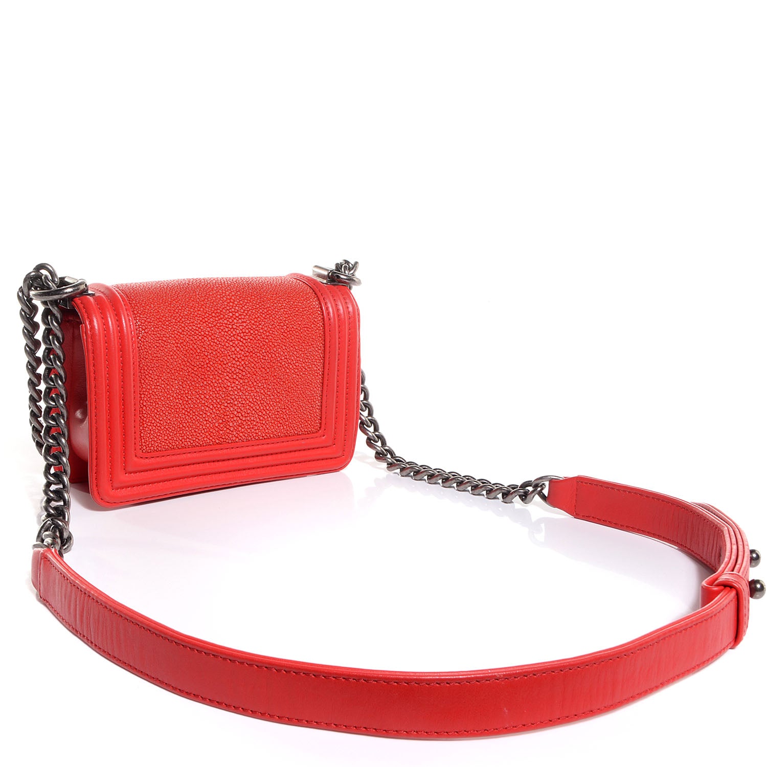 Chanel Galuchat Lambskin Mini Boy Flap Red 3 of 8