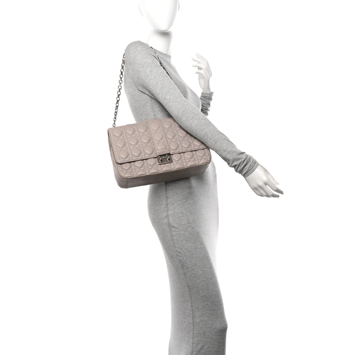 Lambskin Cannage Large Miss Dior Flap Grey
