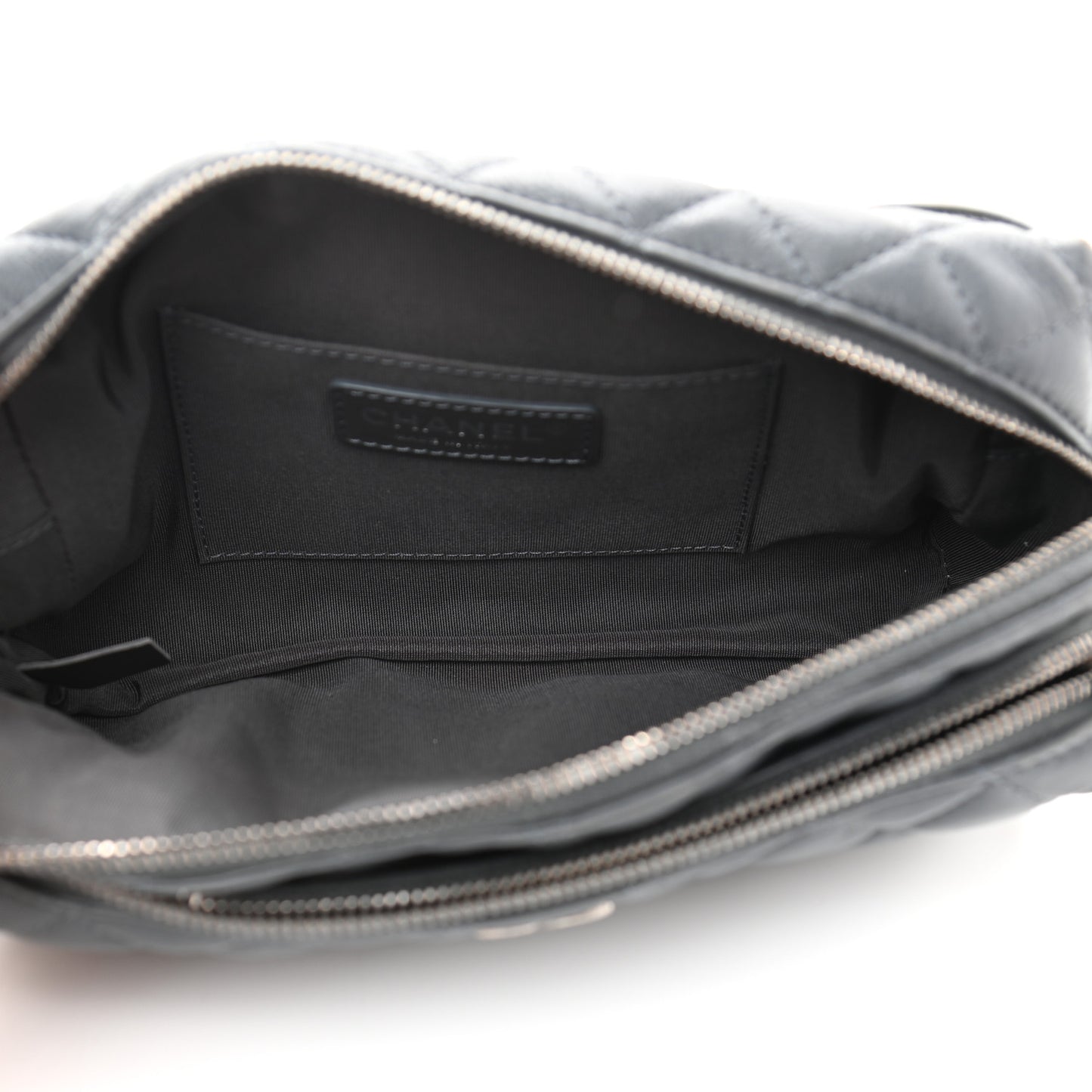 Calfskin Quilted Waist Bag Dark Grey