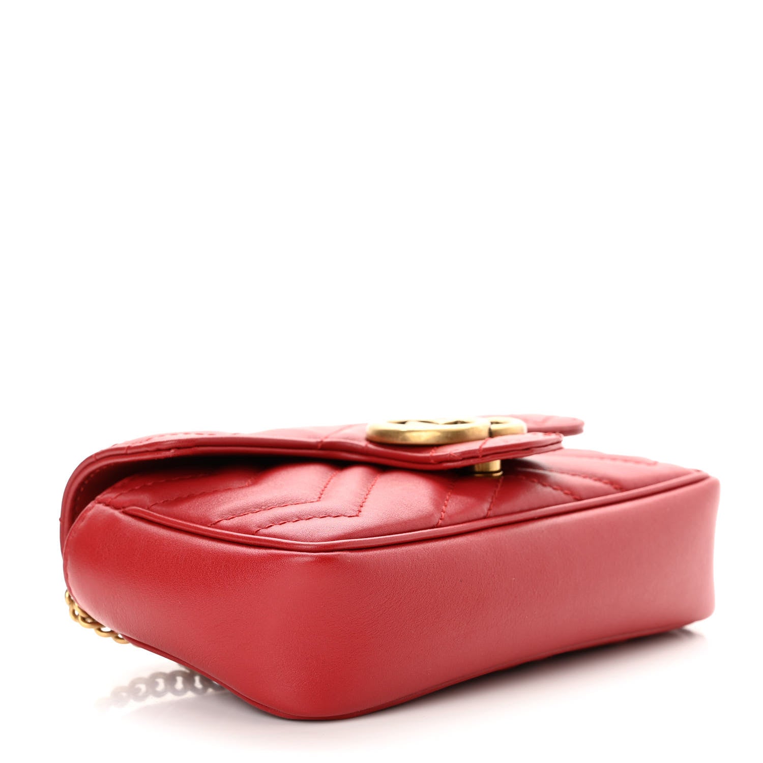 Gucci Calfskin Matelasse Super Mini GG Marmont Shoulder Bag Hibiscus Red 4 of 13