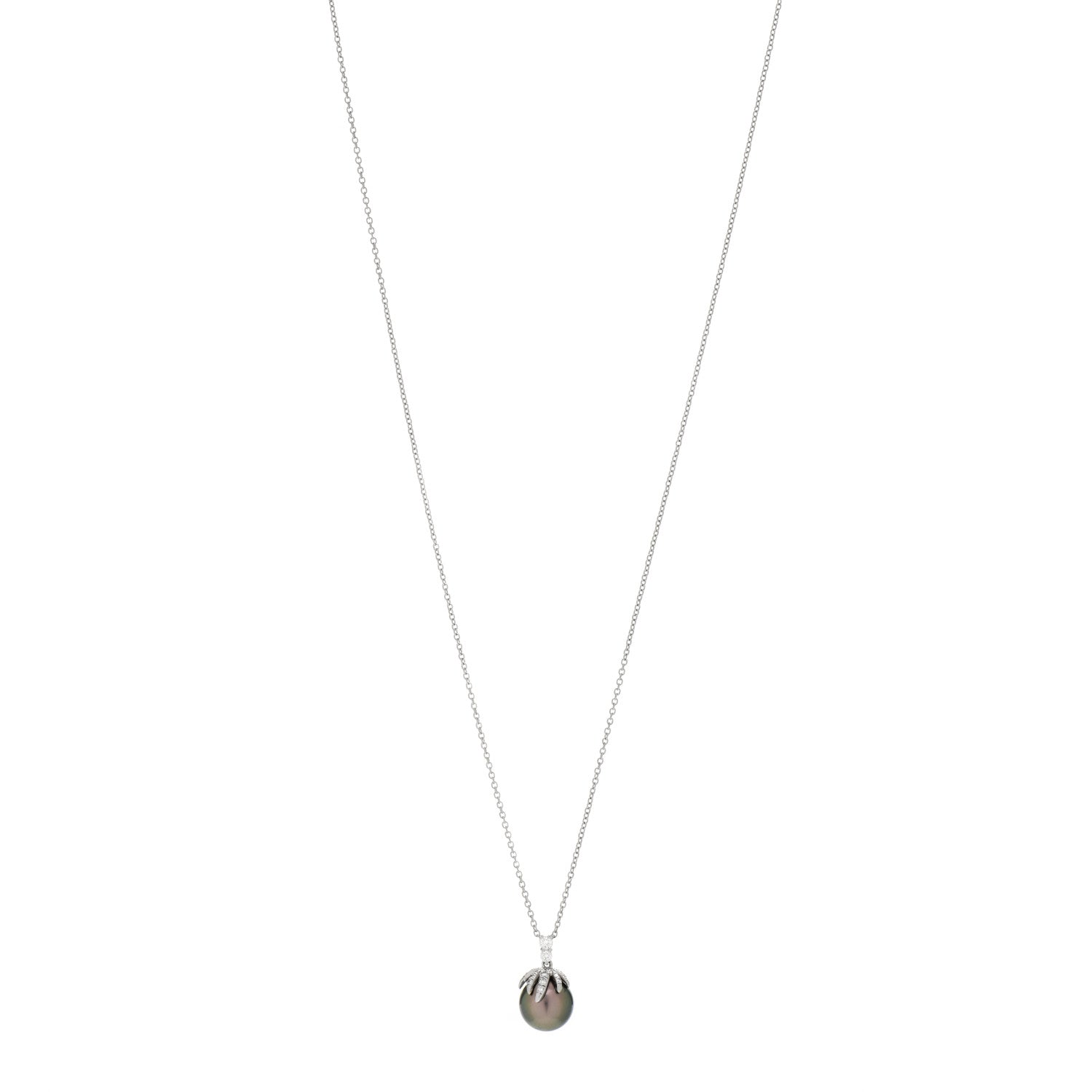 Tiffany Platinum Diamond Tahitian Pearl Fireworks Pendant Necklace 1 of 7