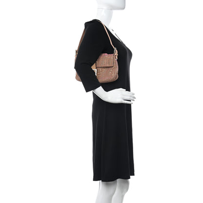 Fendi Metallic Lurex Zucca Vitello Baguette Arancio 2 of 9
