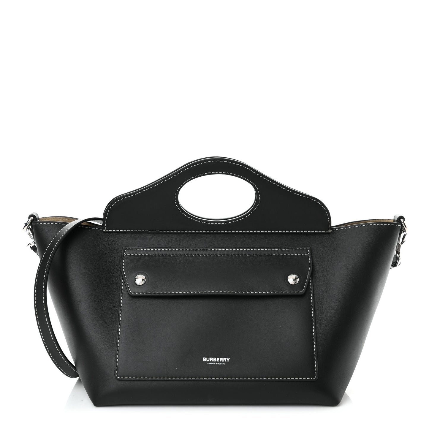 Soft Calfskin Small Pocket Tote Bag Black