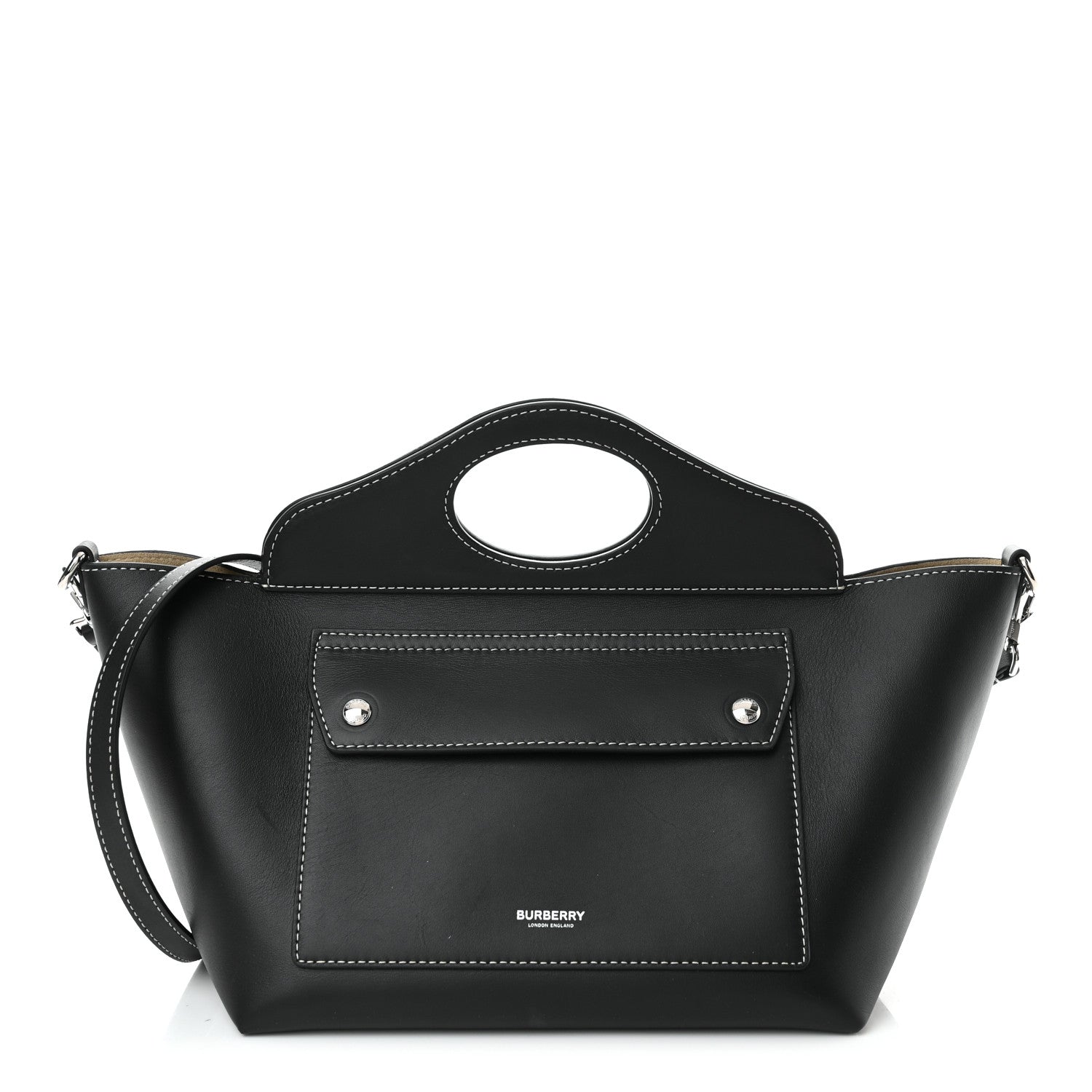 Burberry Soft Calfskin Small Pocket Tote Bag Black 1 of 10