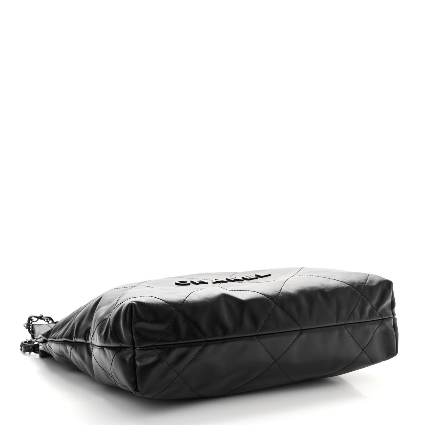 Shiny Calfskin Quilted Small Chanel 22 So Black