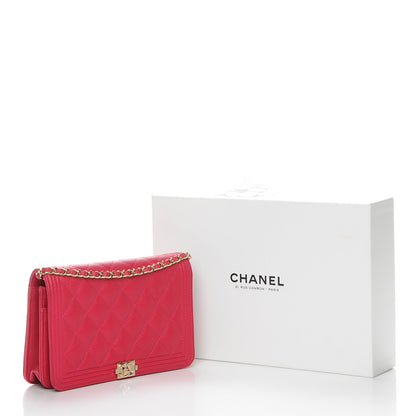 Chanel Caviar Quilted Boy Wallet On Chain WOC Fuchsia 9 of 9