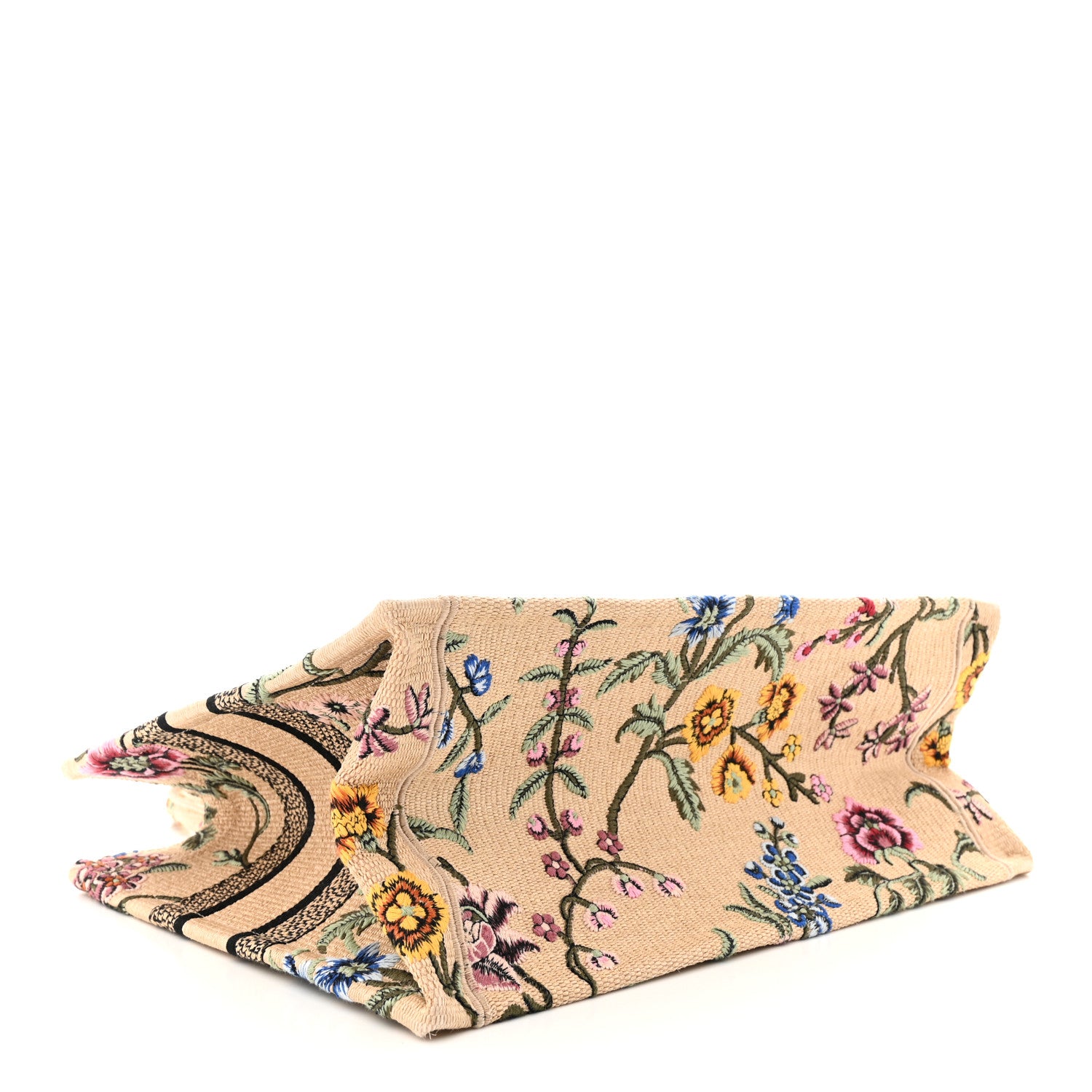 Christian Dior Raffia Embroidered Petites Fleurs Medium Book Tote Natural 4 of 10