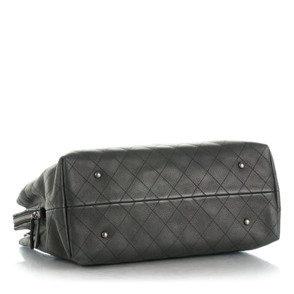 Chanel Grained Vegetal Calfskin Stitched Shopping Tote Black 5 of 8