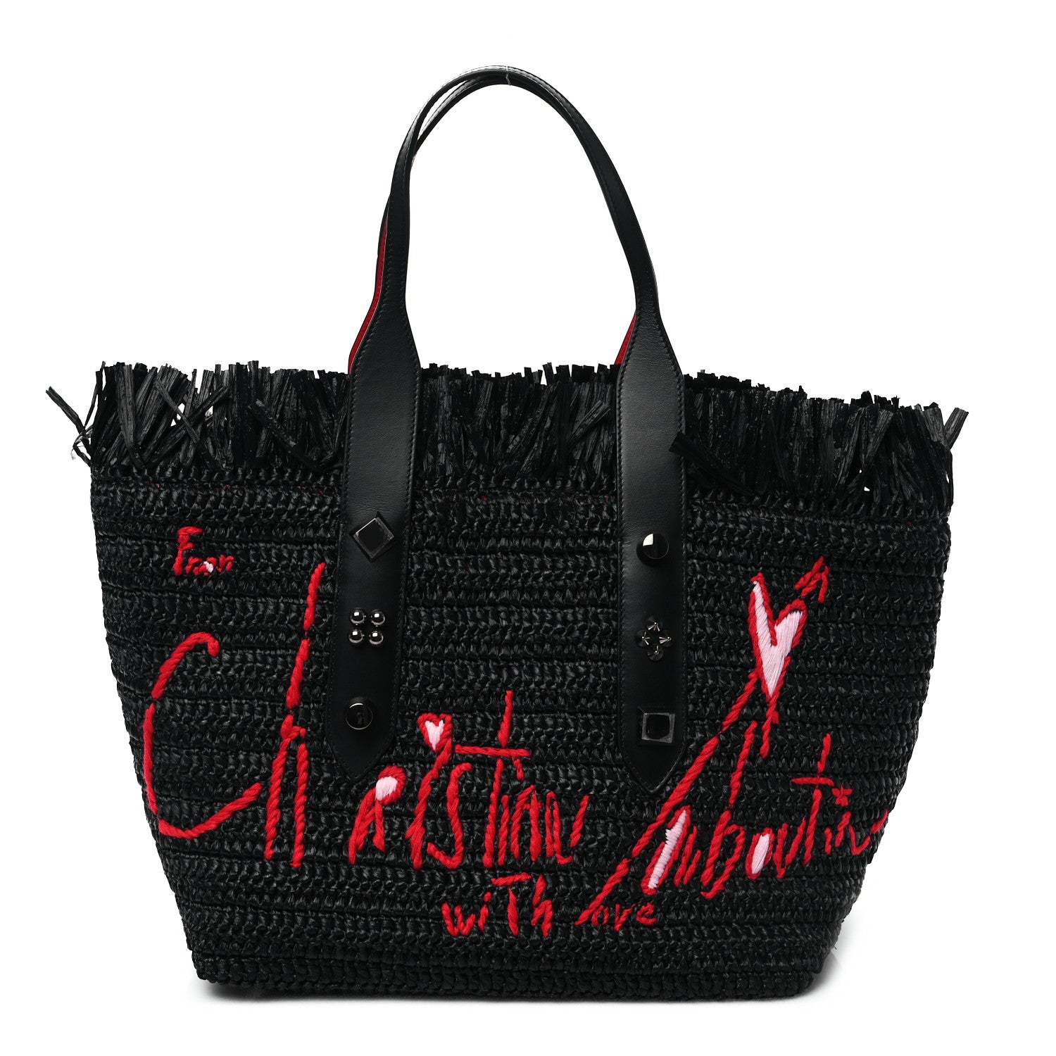 Christian Louboutin Raffia Medium Frangibus Starlight Tote Black 1 of 9