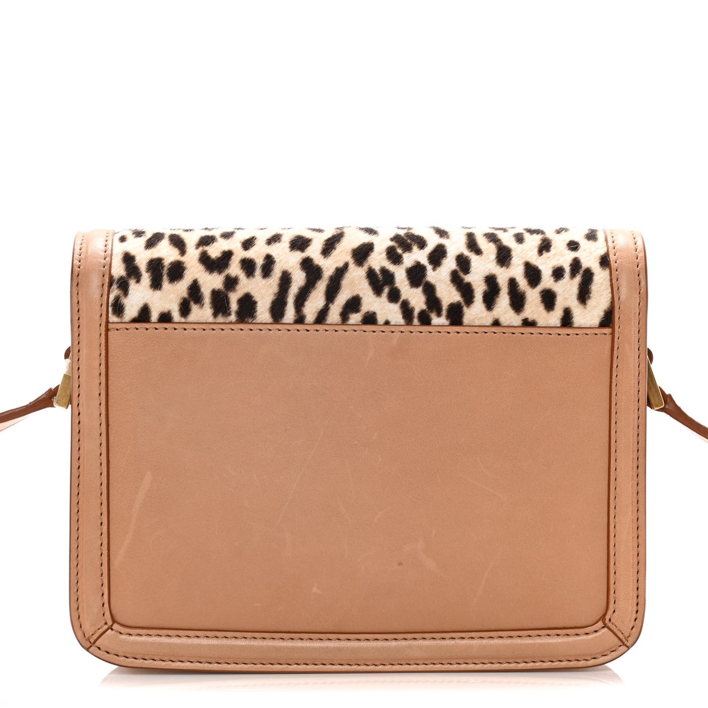 Calfskin Hair Leopard Print Small Solferino Satchel Dust White