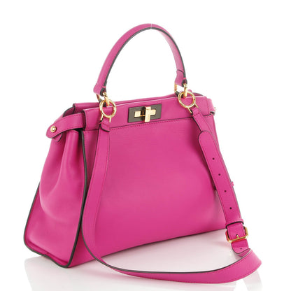 Fendi Vitello Seta Medium Peekaboo Iconic Satchel Magenta 3 of 8