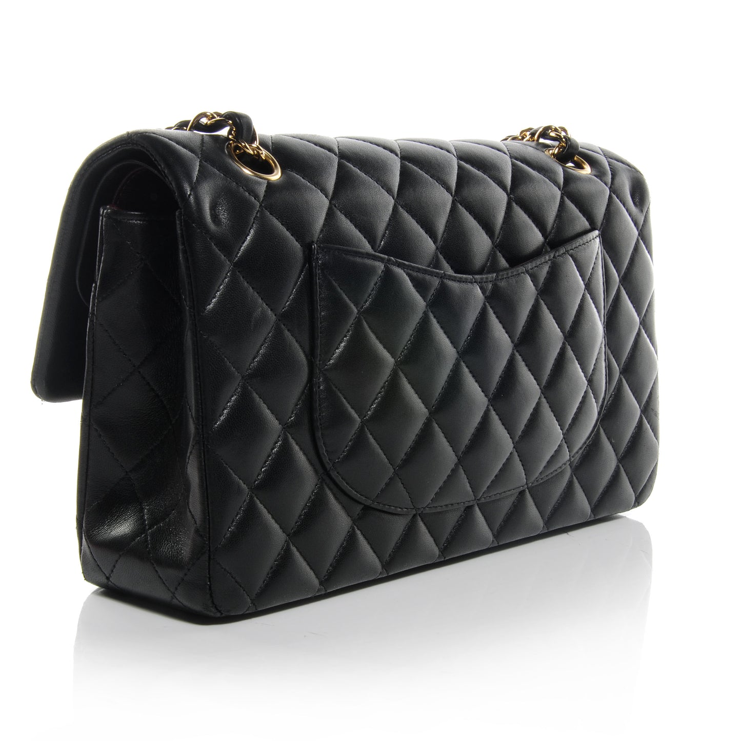 Lambskin Medium Double Flap Black