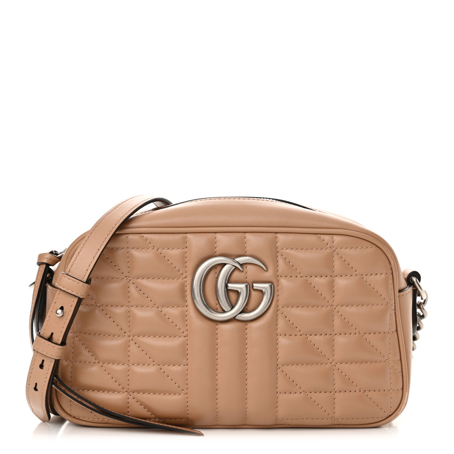 Gucci Calfskin Matelasse Aria Small GG Marmont Chain Shoulder Bag Camelia 1 of 17