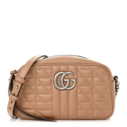Gucci Calfskin Matelasse Aria Small GG Marmont Chain Shoulder Bag Camelia 1 of 17