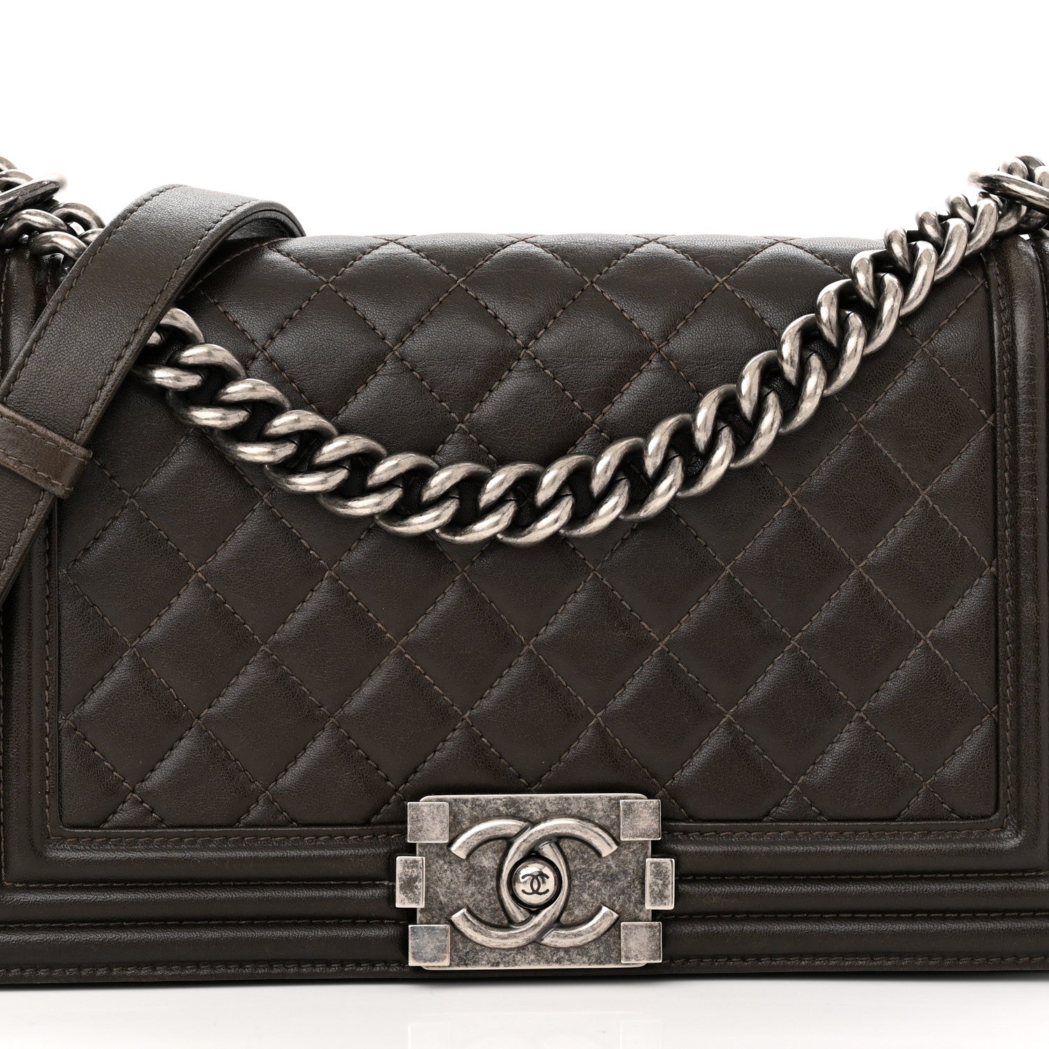 Chanel Calfskin Quilted Medium Boy Flap Dark Brown 8 of 11