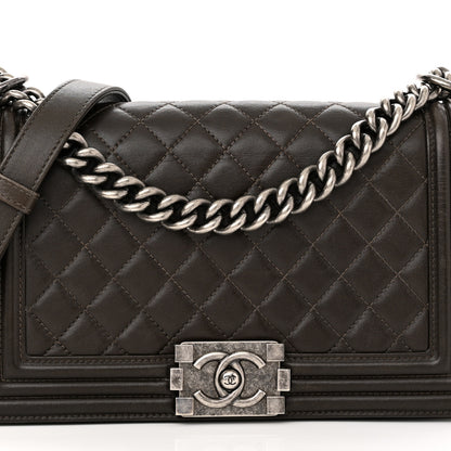 Chanel Calfskin Quilted Medium Boy Flap Dark Brown 8 of 11