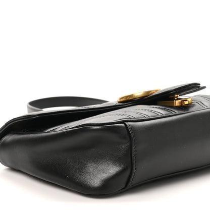 Gucci Calfskin Matelasse Small GG Marmont Shoulder Bag Black 9 of 11