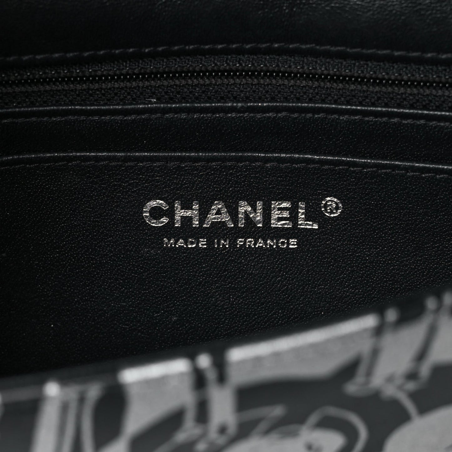 Lambskin Printed Mini Rectangular Flap Black Silver