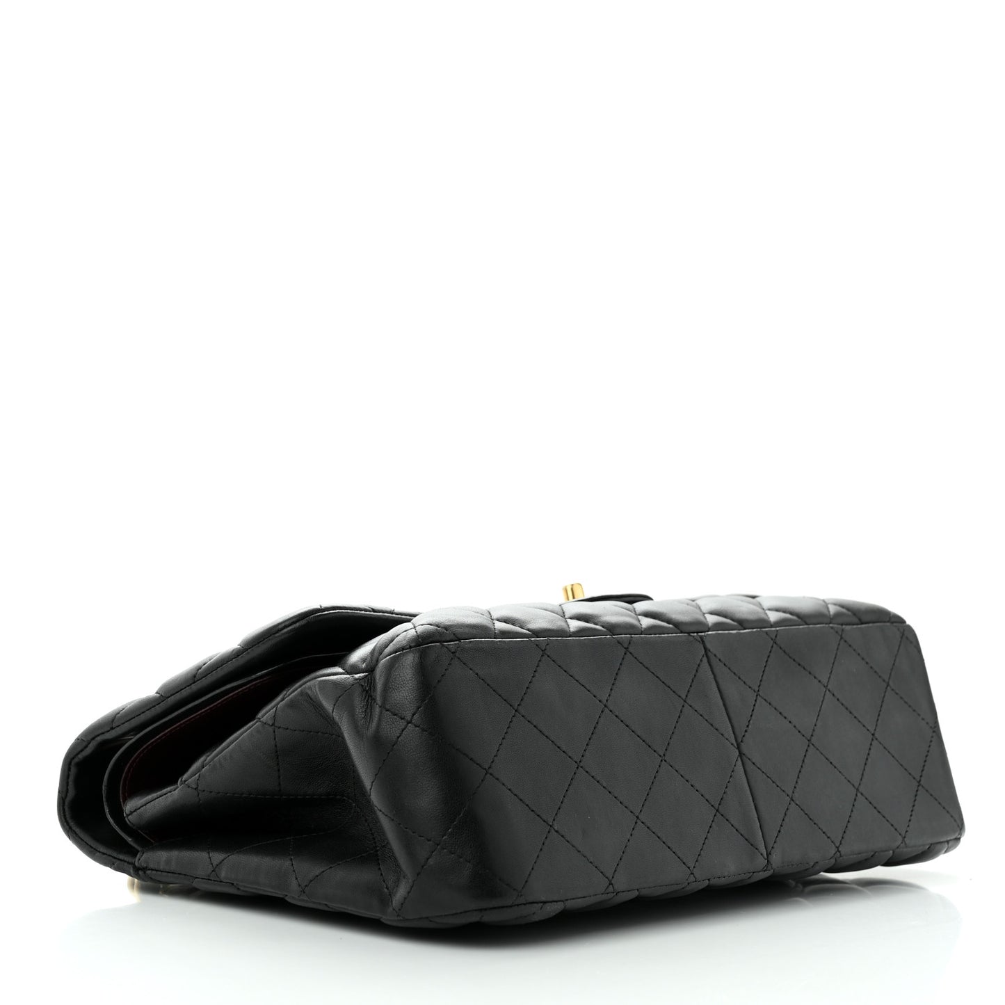 Lambskin Quilted Jumbo Double Flap Black