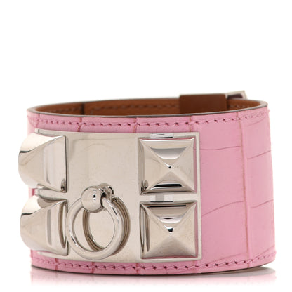 Hermes Matte Alligator Collier De Chien CDC Bracelet T3 5P Pink 1 of 6