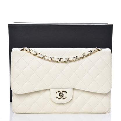 Chanel Caviar Quilted Jumbo Double Flap White 11 of 11