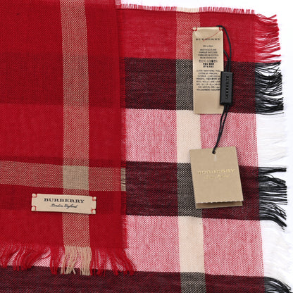 Burberry Wool Cashmere Giant Check Lightweight Scarf Parade Red 4 of 4