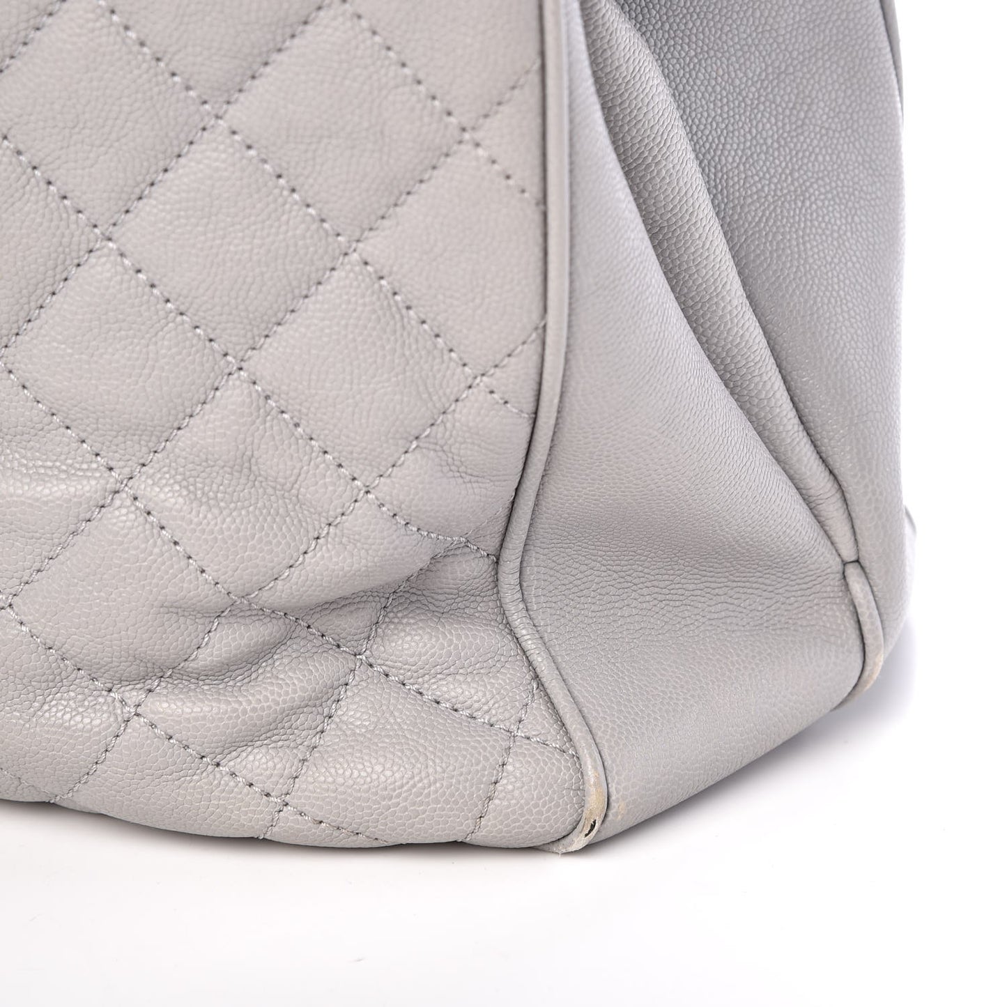 Caviar Quilted Top Handle Shopping Tote Grey
