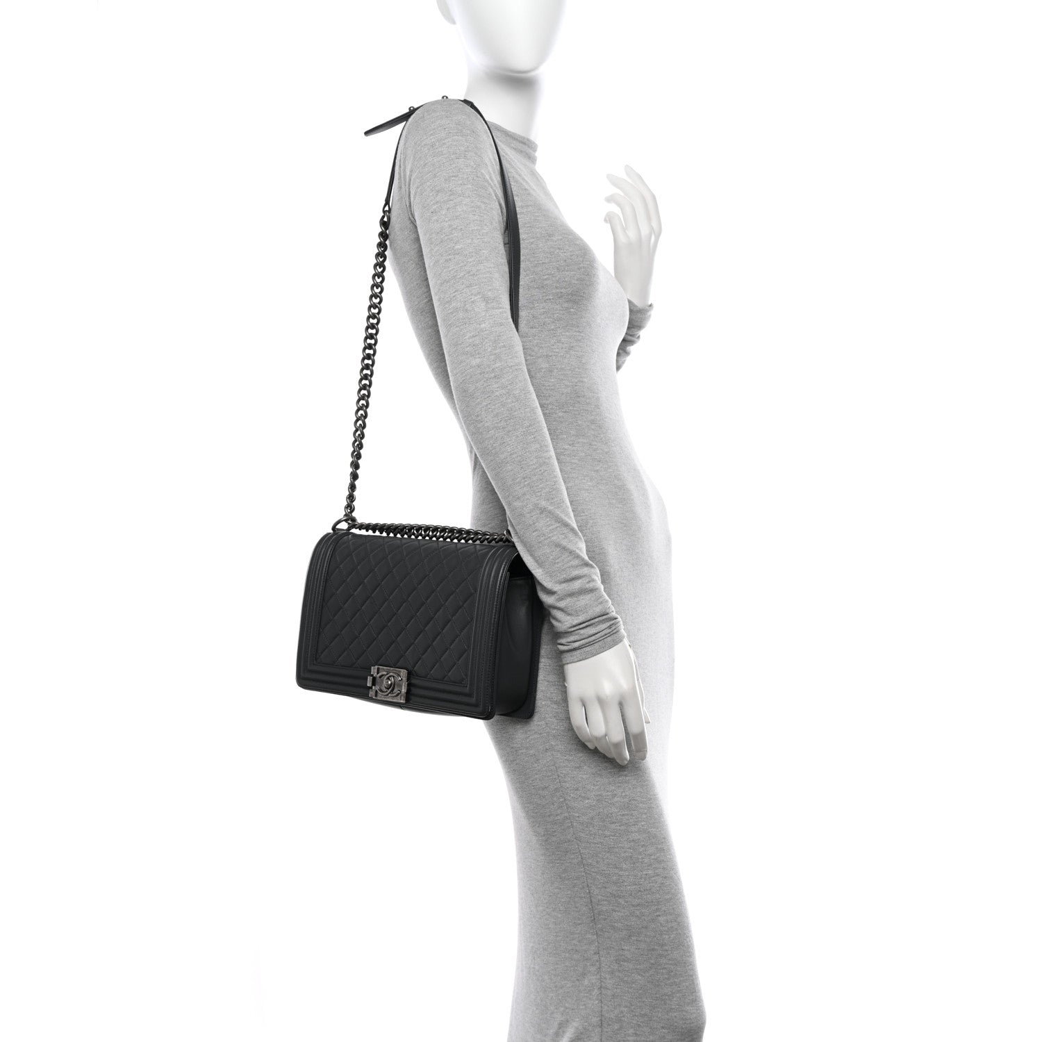 Chanel Lambskin Quilted New Medium Boy Flap Grey 2 of 13
