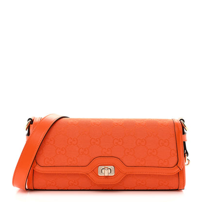 Gucci GG Monogram Textured Dollar Calfskin Small Luce Shoulder Bag Orange 1 of 9