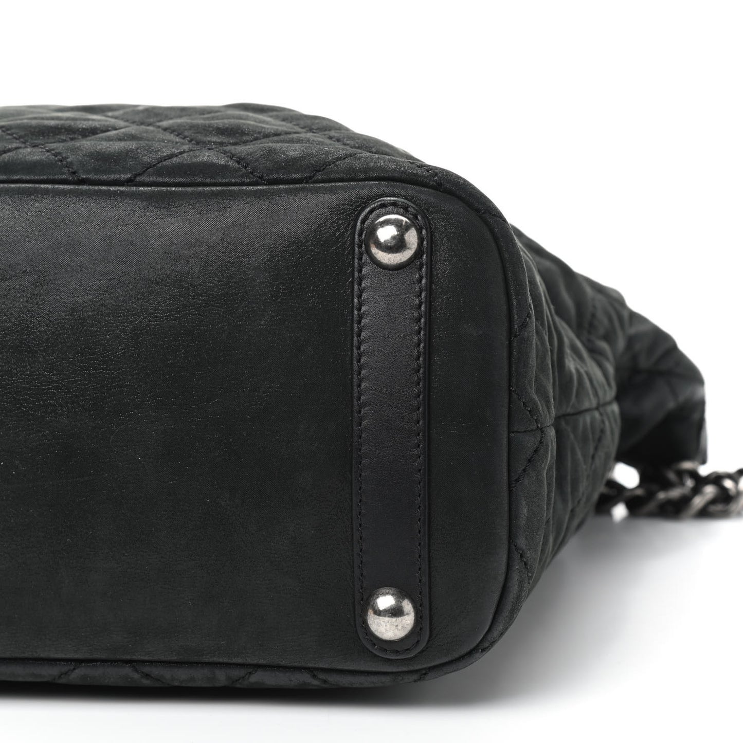 Iridescent Calfskin Quilted In The Mix Shopping Tote Black