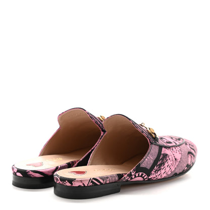 Gucci Silk Satin Saint Romain Womens Princetown Slippers 36 Pink Black 4 of 8