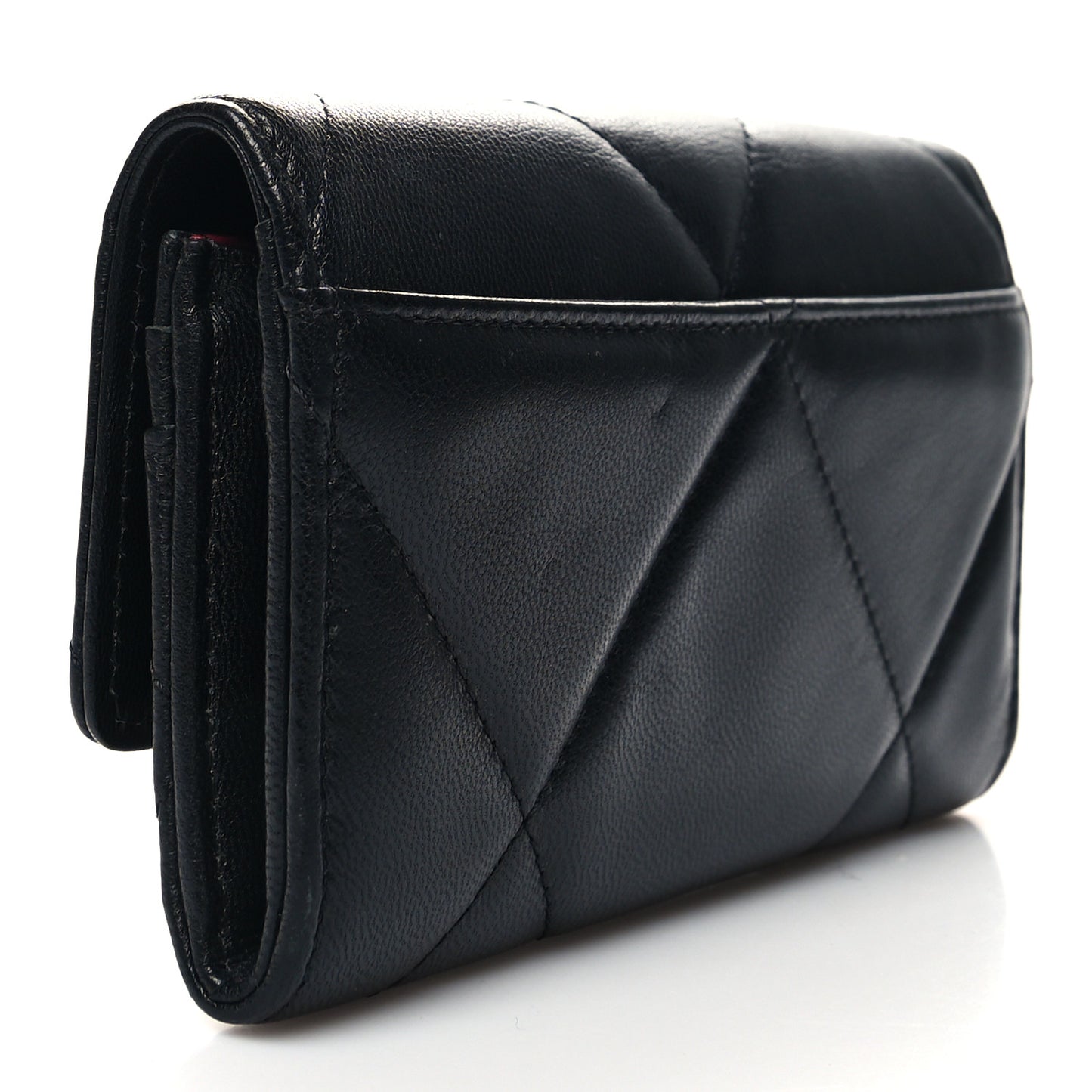 Lambskin Quilted Chanel 19 Flap Wallet Black