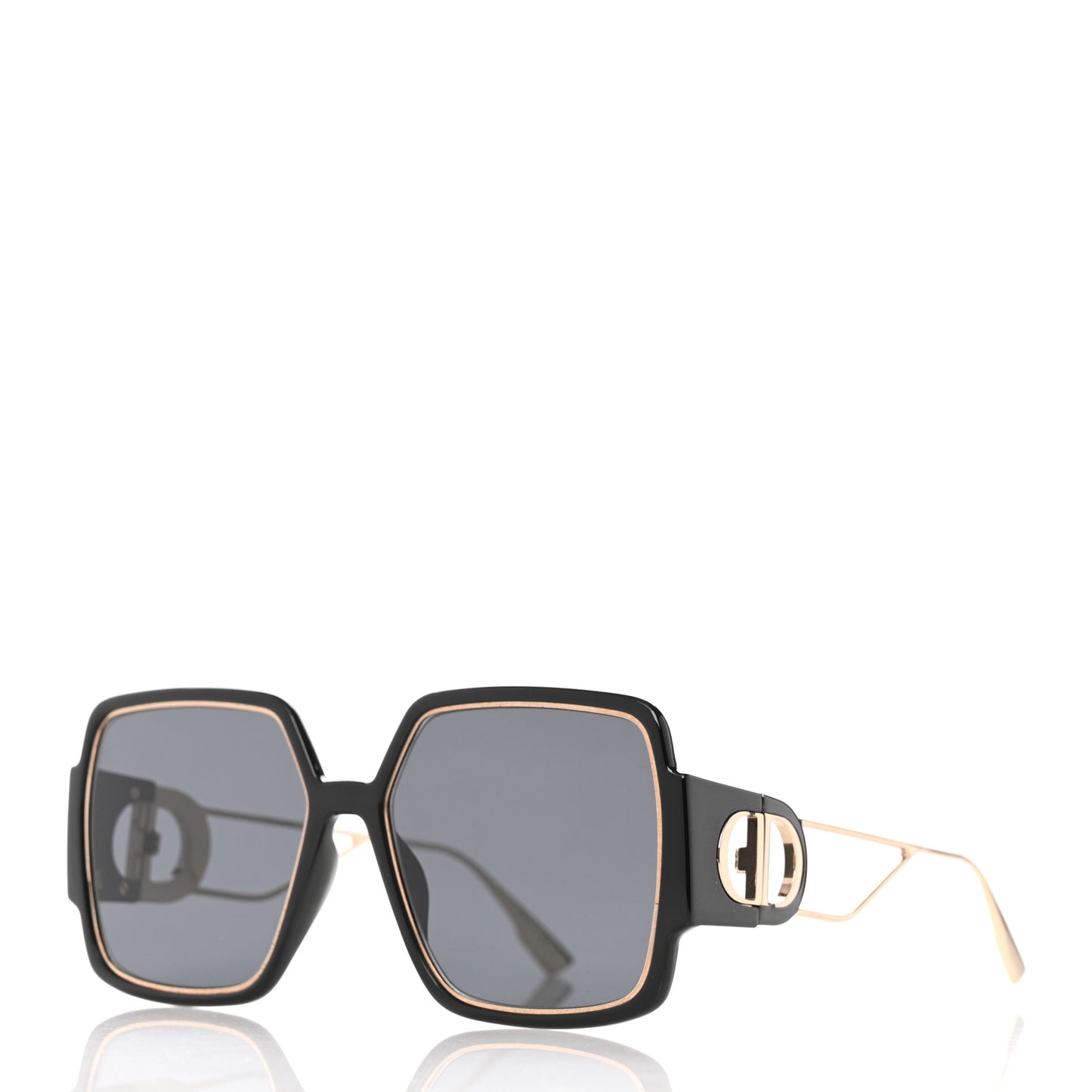 Acetate Square 30 Montaigne 2 Sunglasses Black Gold