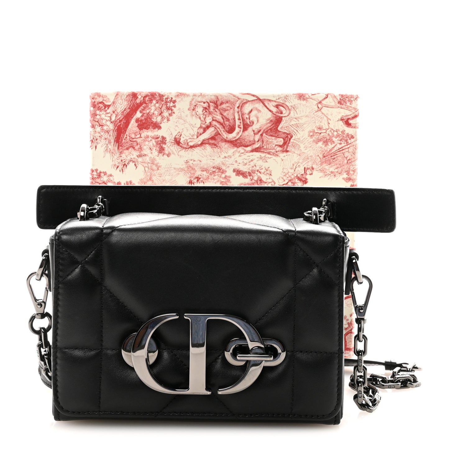 Lambskin Maxi Cannage Small 30 Montaigne Chain Top Handle Bag Black