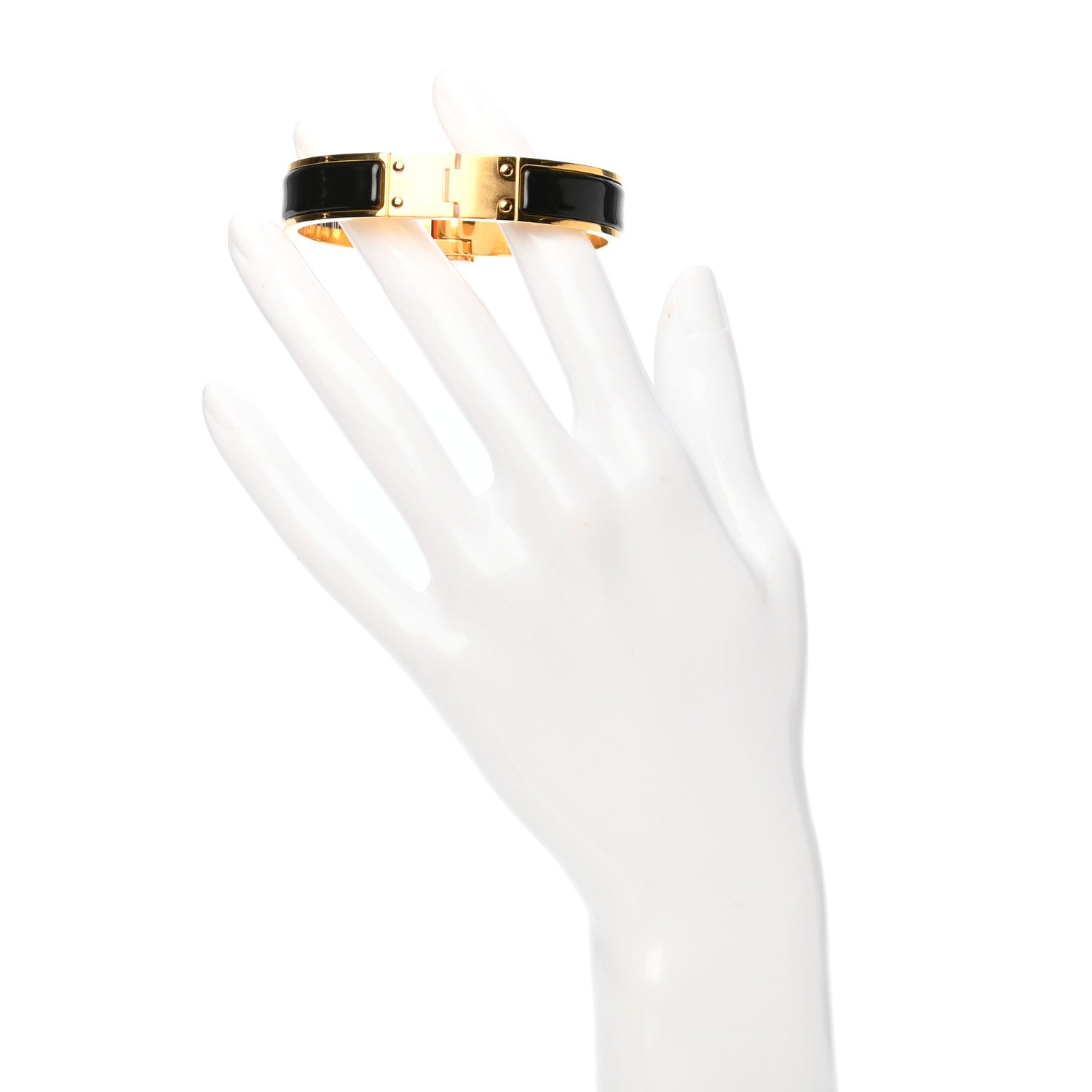Hermes Enamel Charniere Uni Narrow Hinged Bracelet S Black 2 of 5