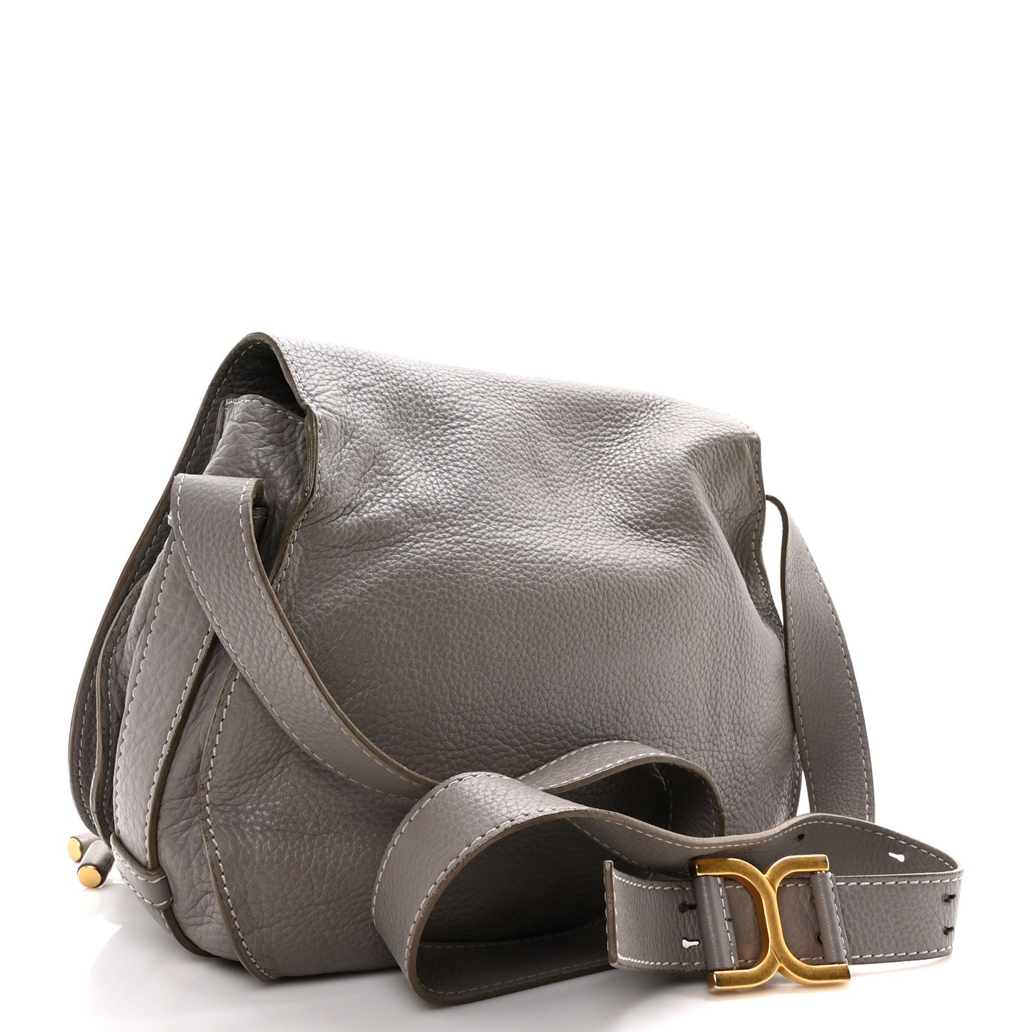 Calfskin Medium Marcie Round Crossbody Bag Cashmere Grey