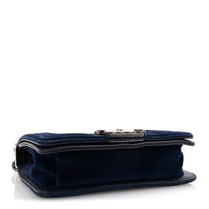 Chanel Velvet Quilted Small Boy Flap Blue 4 of 10