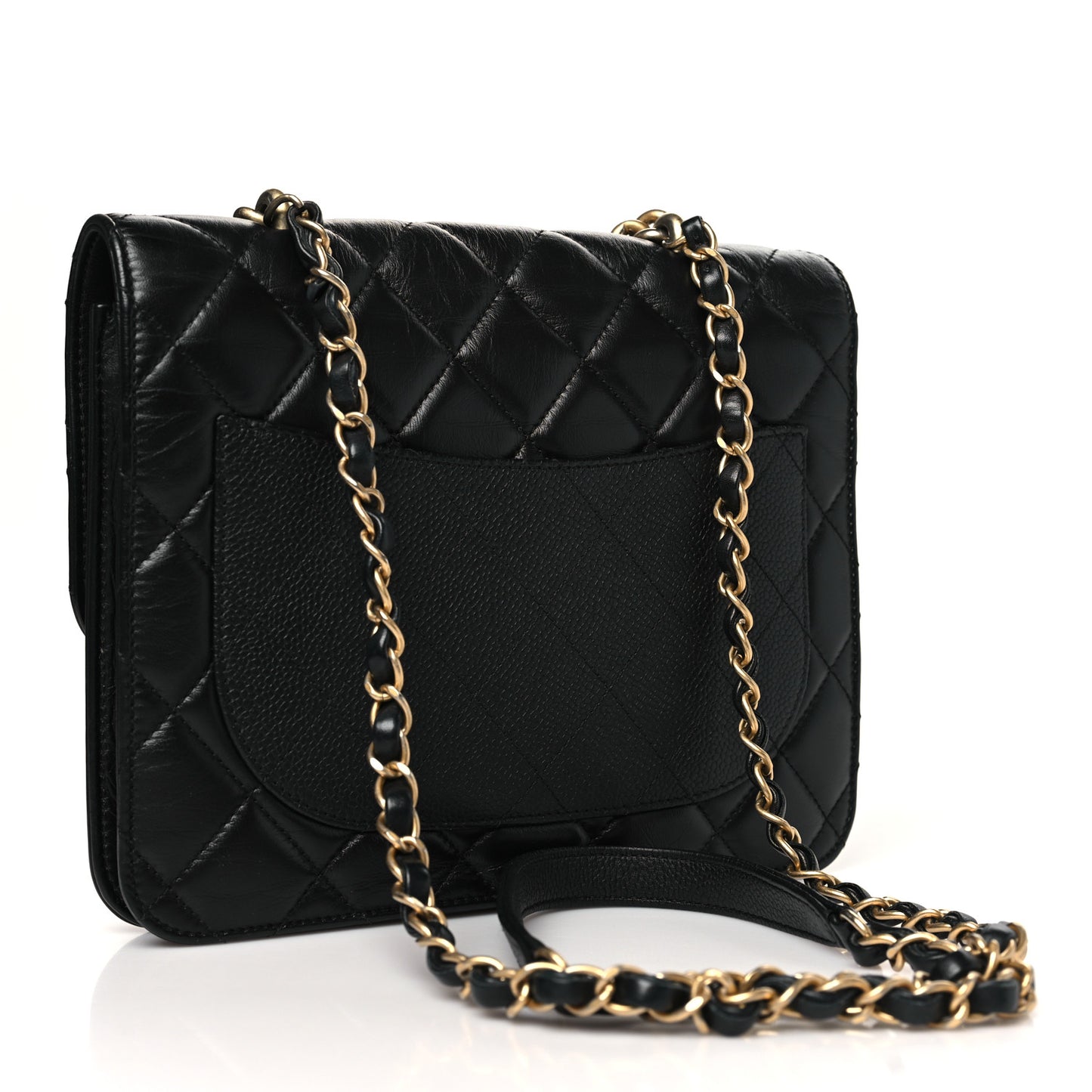 Calfskin Caviar Quilted Chain Handle Flap Black