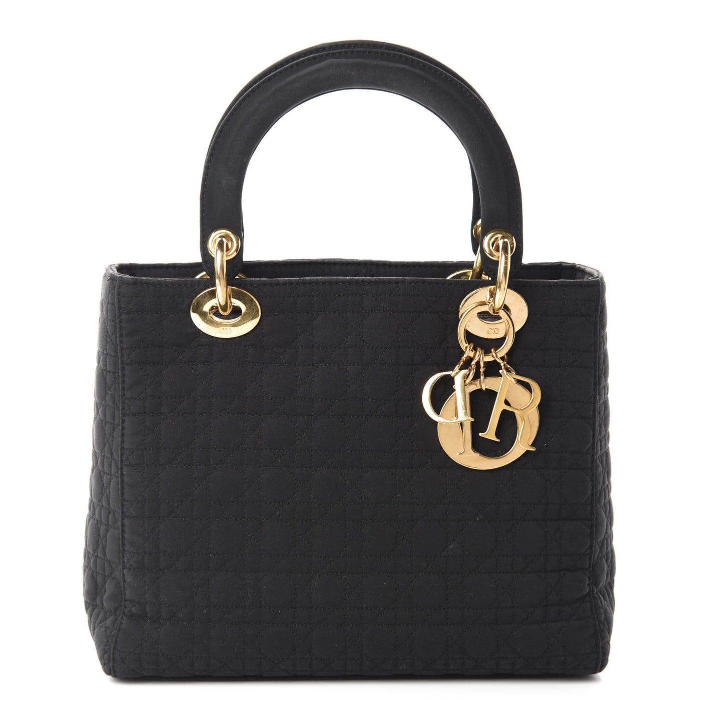Nylon Cannage Medium Lady Dior Black