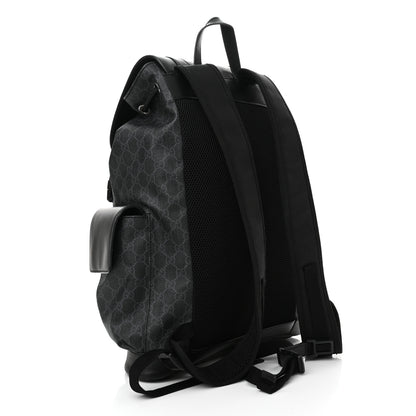 Gucci Soft GG Supreme Monogram Appia Calfskin Web Double Buckle Backpack Black 3 of 11