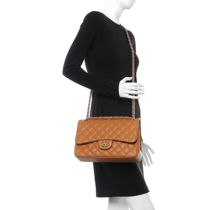 Chanel Caviar Quilted Jumbo Double Flap Light Brown 2 of 11
