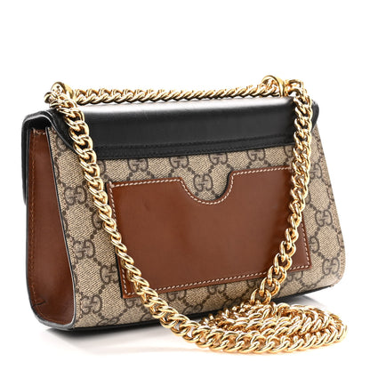 Gucci GG Supreme Monogram Calfskin Small Padlock Shoulder Bag Beige Black Cuir 2 of 10