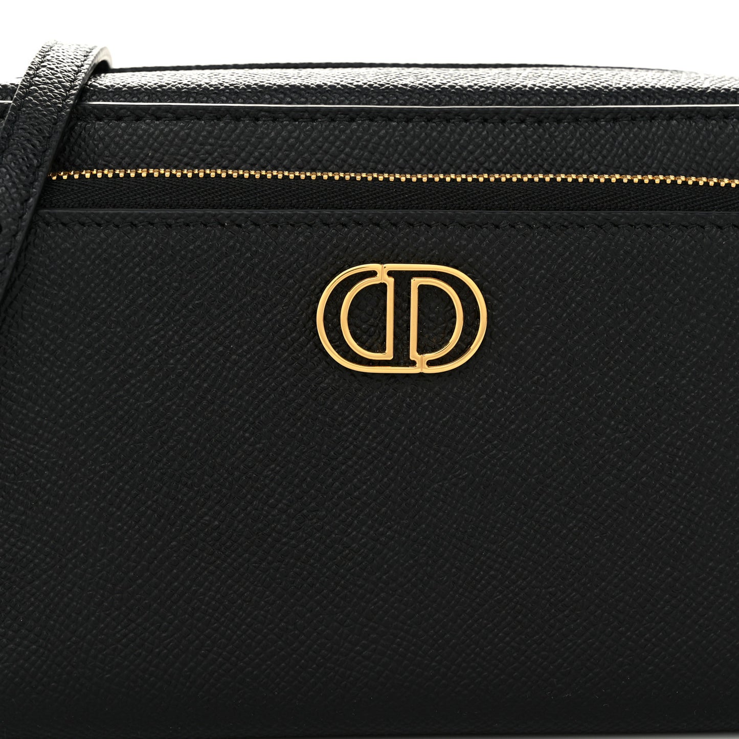 Grained Calfskin Caro Double Pouch Black