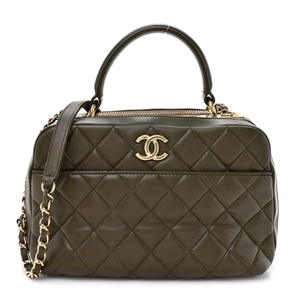 Chanel Lambskin Quilted Medium Trendy CC Bowling Bag Dark Khaki 1 of 13