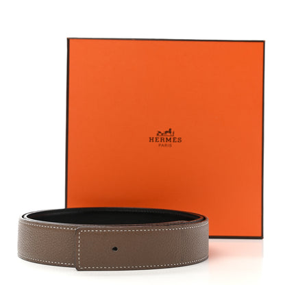 Hermes Box Togo 32mm Belt Strap 95 Black Etoupe 11 of 11