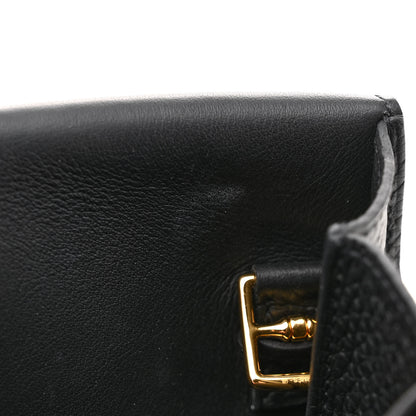 Hermes Taurillon Clemence Halzan 25 Black 10 of 11